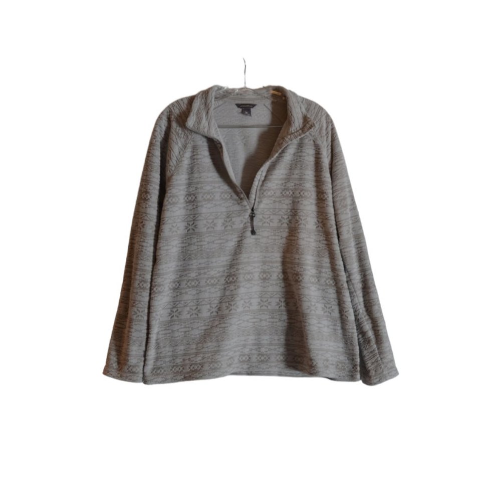 Eddie Bauer Jacket 3/4 ZipUp Long Sleeves Light Grey Texture Pattern Women's XL